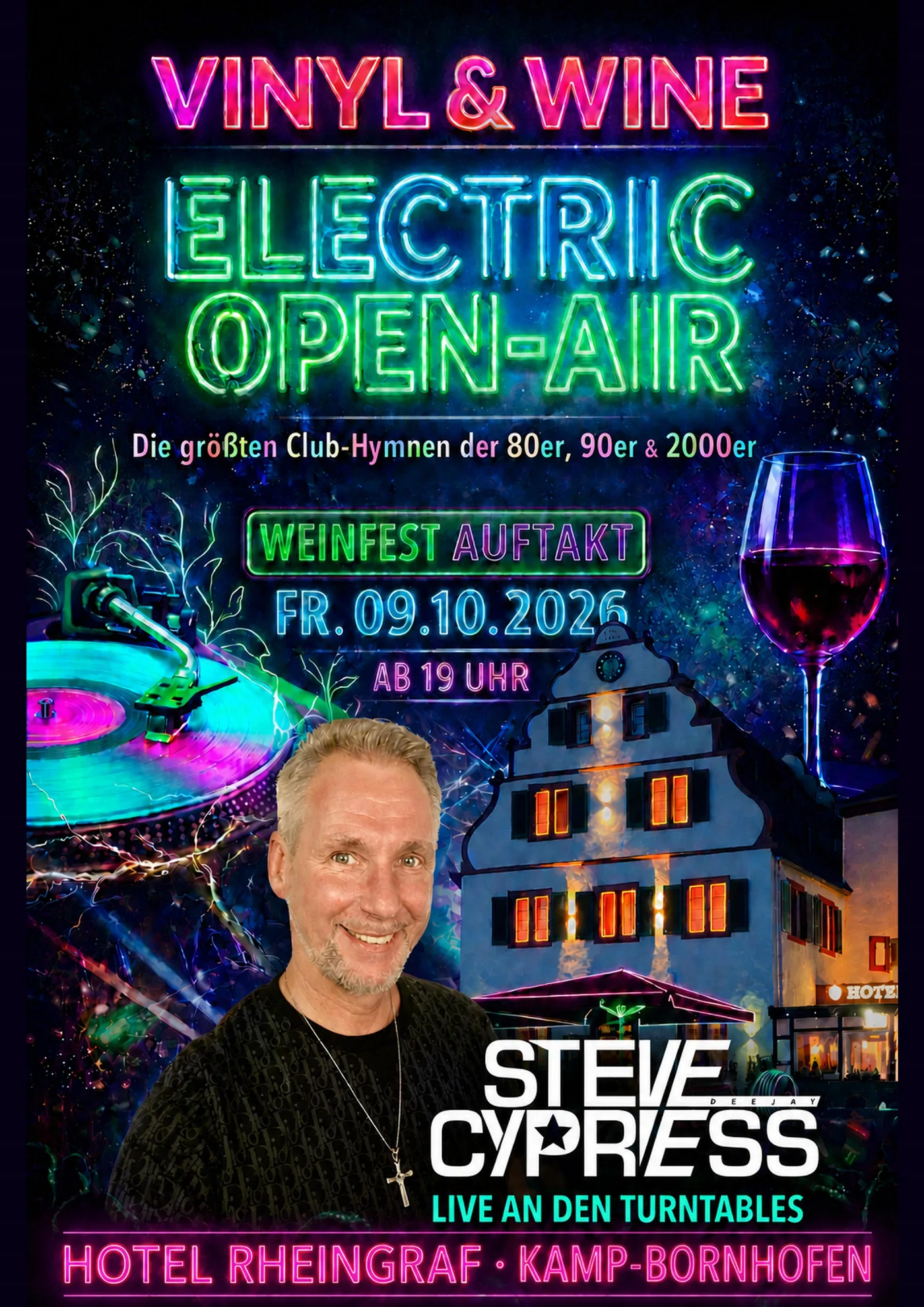 Originales Vinyl-&-Wine-Plakat mit Steve Cypress